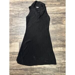 James Perse Size 3 black V-Neck cowl neck slip dress Silky Midi Maxi L M S